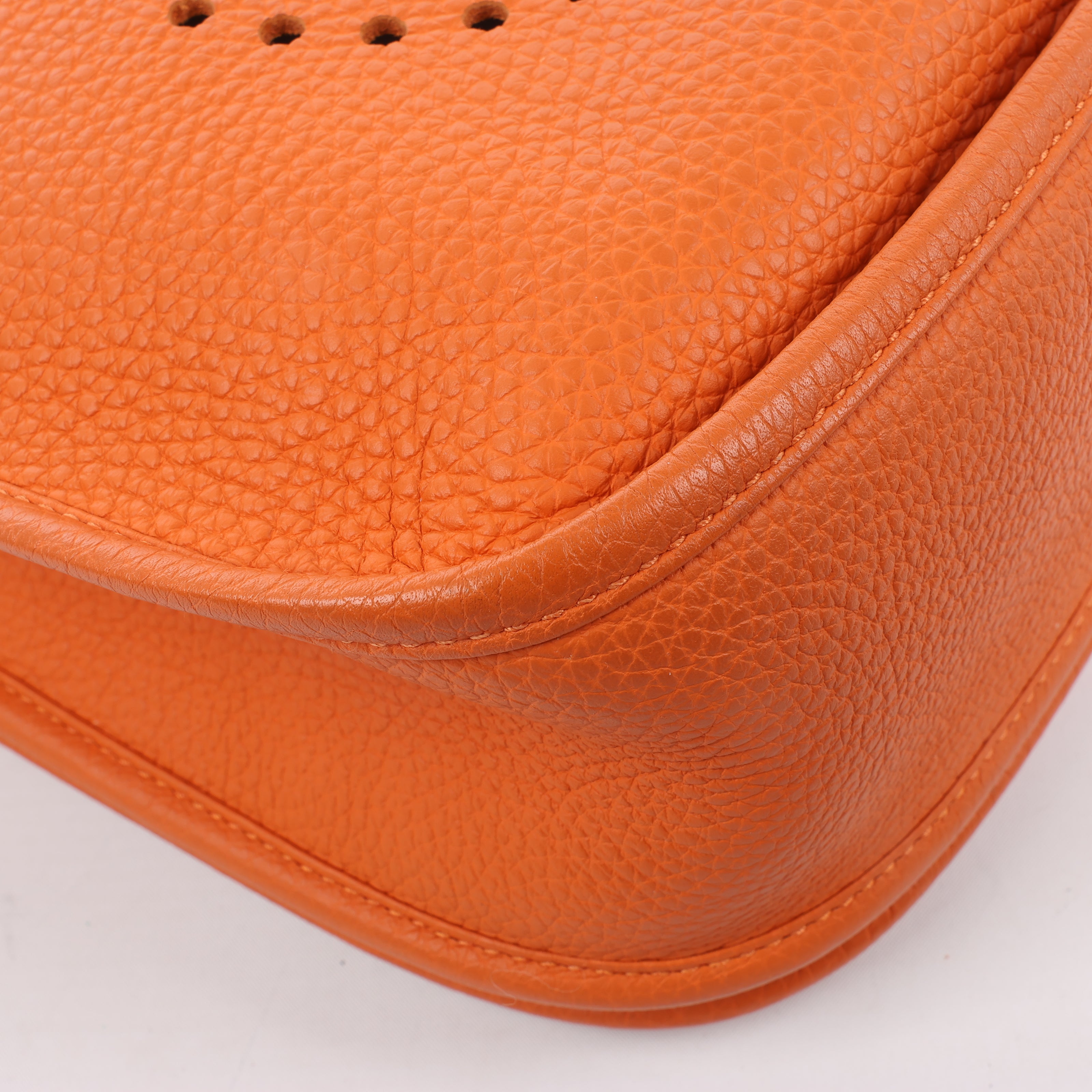 HERMES Evelyne 1 33 GM Taurillon Clemence Orange Silver Metal Fittings Shoulder bag  □JO: 2011