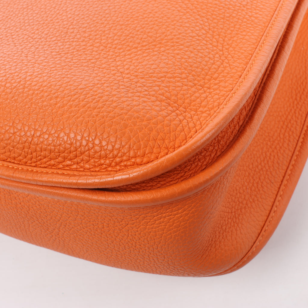 HERMES Evelyne 1 33 GM Taurillon Clemence Orange Silver Metal Fittings Shoulder bag  □JO: 2011