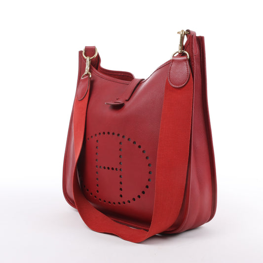 Hermès Evelyne 1 33 GM Cushbell, garnitures en métal doré rouge A : 1997