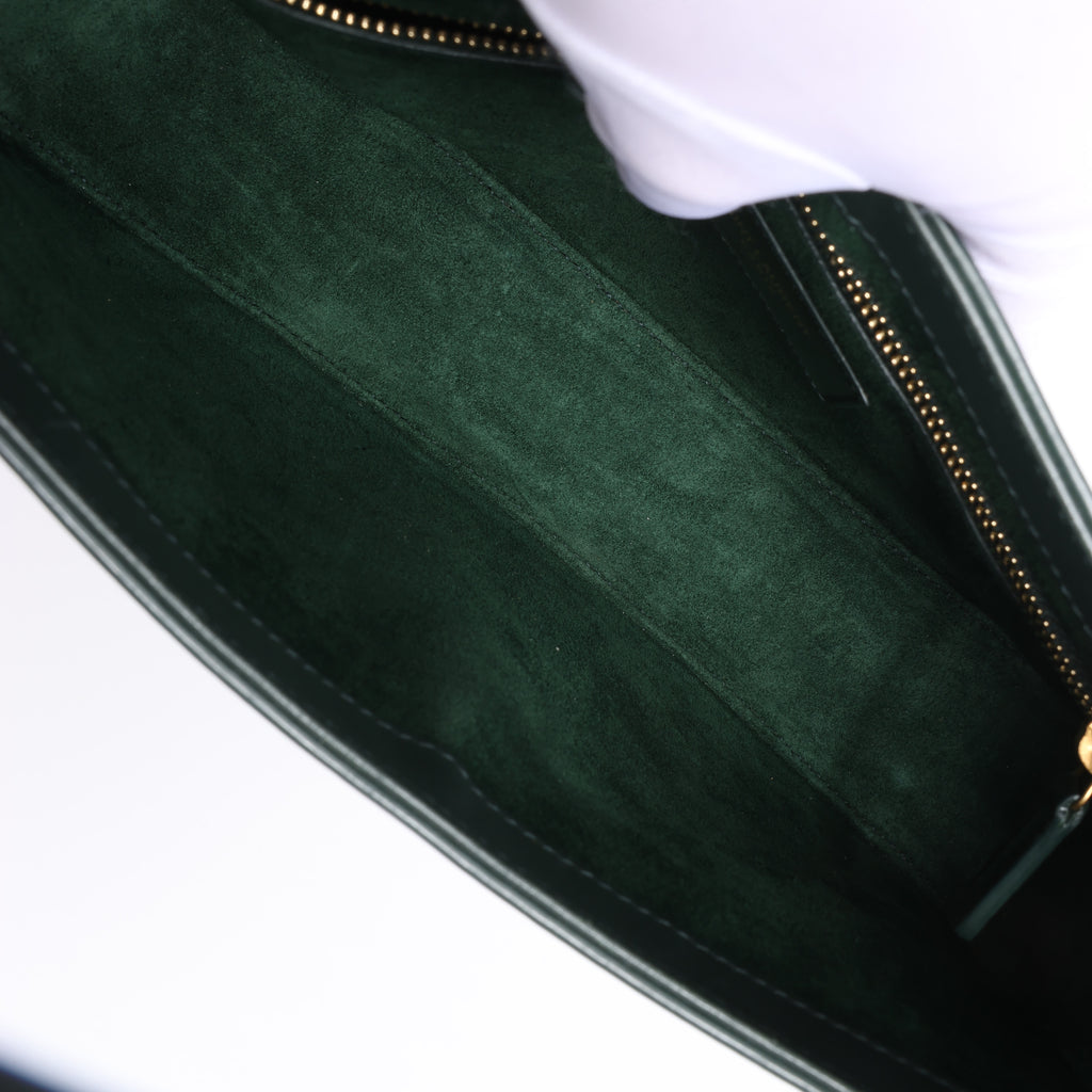 Saint Laurent Paris Le 5 a 7 Leather Shoulder Bag in Green 657228