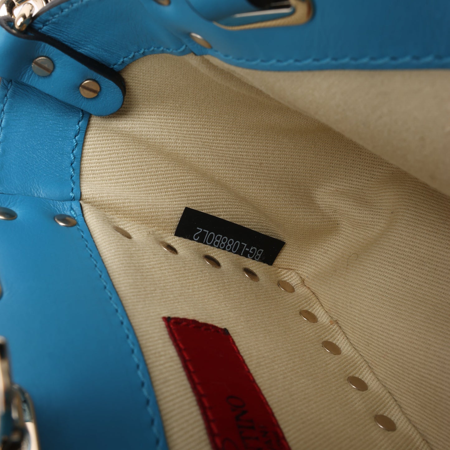 Mini sac à main Rockstud Valentino Garavani en cuir bleu