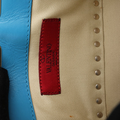 Mini sac à main Rockstud Valentino Garavani en cuir bleu