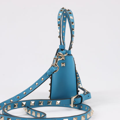 Valentino Garavani Rockstud Mini Leather 2Way Handbag in Blue