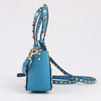 Valentino Garavani Rockstud Mini Leather 2Way Handbag in Blue