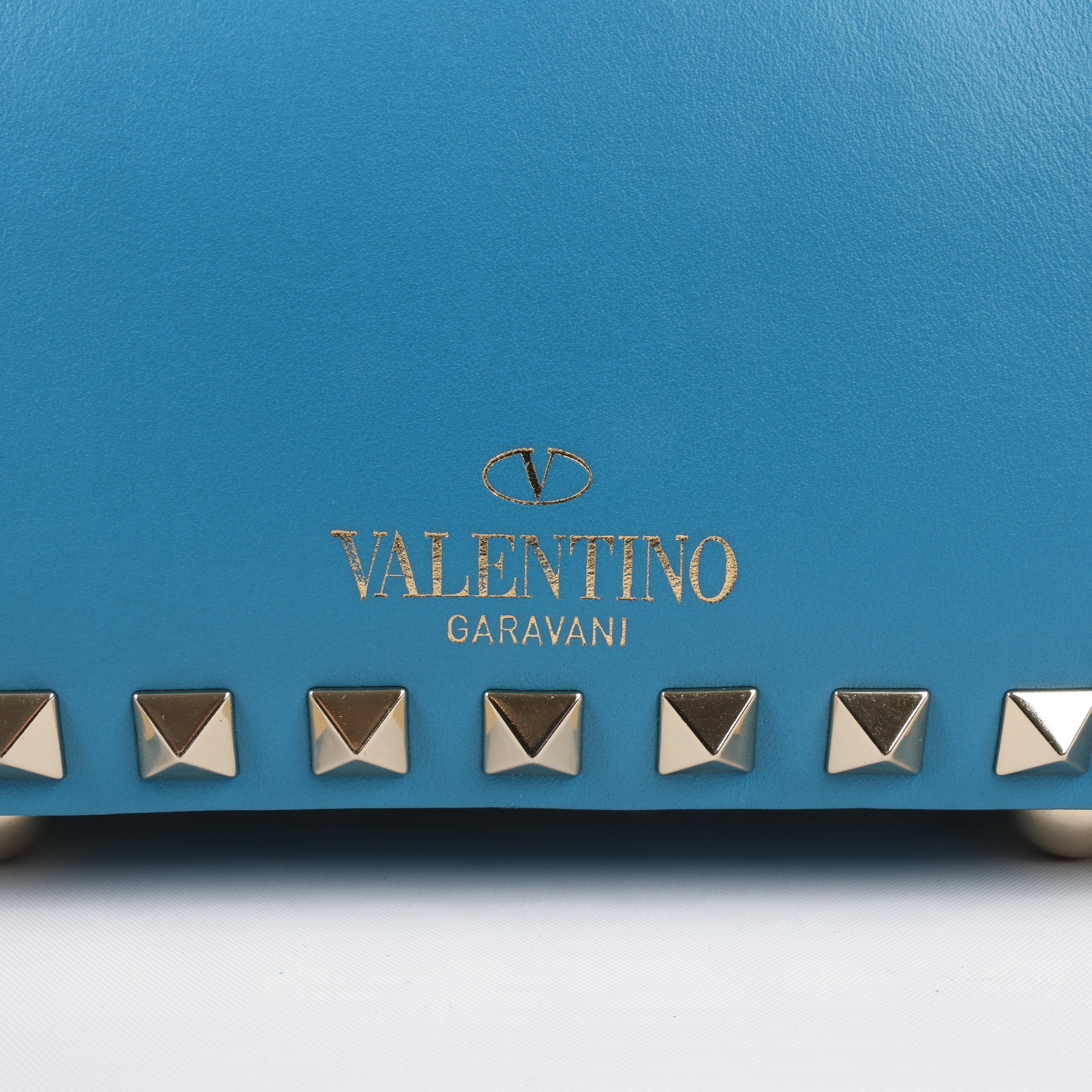 Valentino Garavani Rockstud Mini Leather 2Way Handbag in Blue
