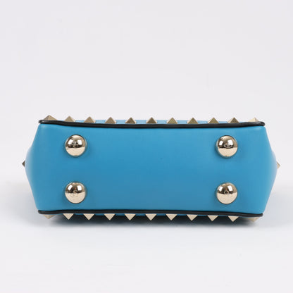 Mini sac à main Rockstud Valentino Garavani en cuir bleu