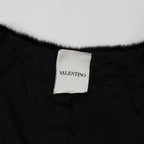 Valentino Black Mink Fur Capelet with Crystal Embellishments - Elegant Evening Wear