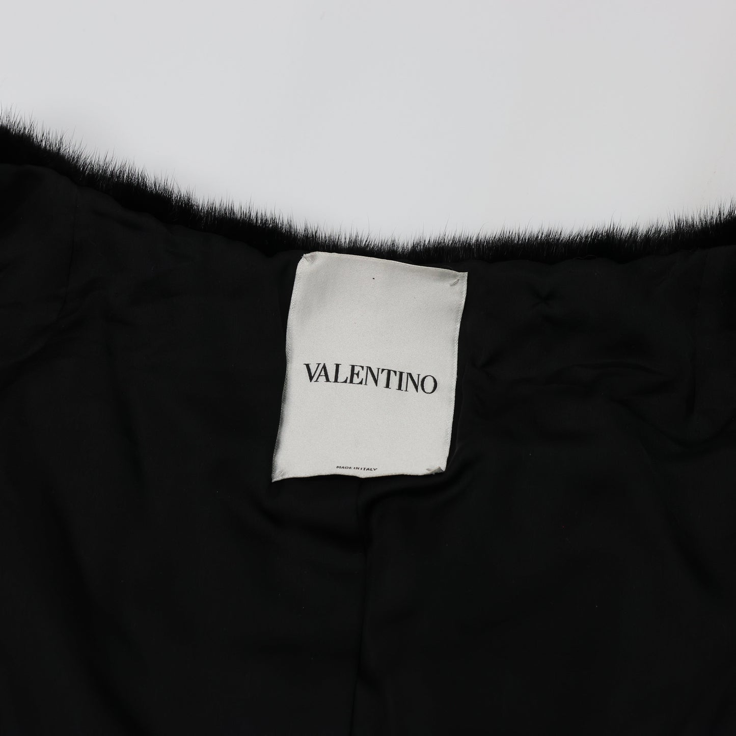 Valentino Black Mink Fur Capelet with Crystal Embellishments - Elegant Evening Wear