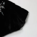 Valentino Black Mink Fur Capelet with Crystal Embellishments - Elegant Evening Wear