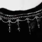 Valentino Black Mink Fur Capelet with Crystal Embellishments - Elegant Evening Wear