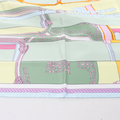 Hermes Carré 90 "LA BERLINE BAYADERE" Silk handkerchief in Pastel