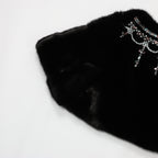 Valentino Black Mink Fur Capelet with Crystal Embellishments - Elegant Evening Wear
