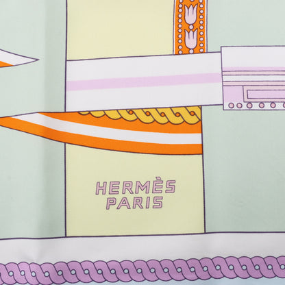 Hermes Carré 90 "LA BERLINE BAYADERE" Silk handkerchief in Pastel