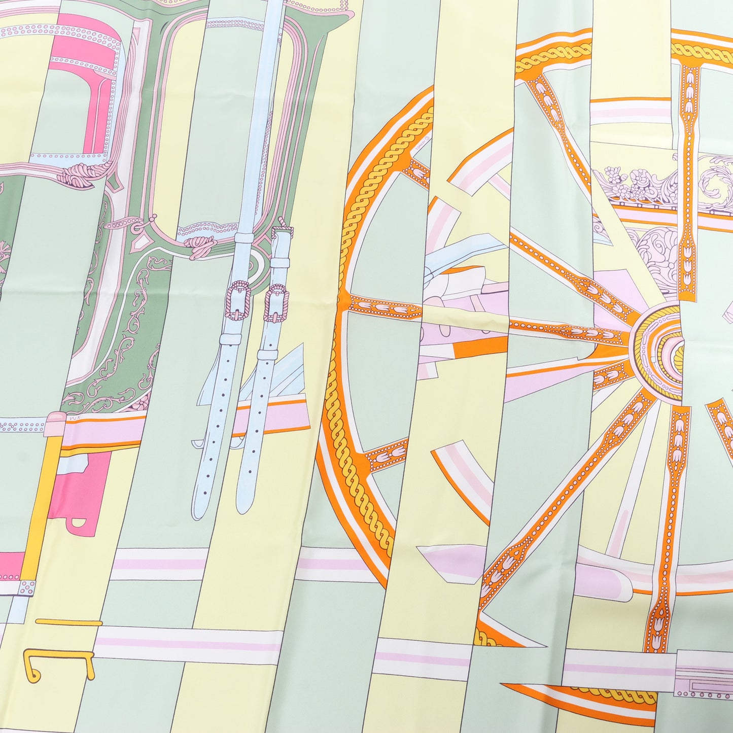 Hermes Carré 90 "LA BERLINE BAYADERE" Silk handkerchief in Pastel