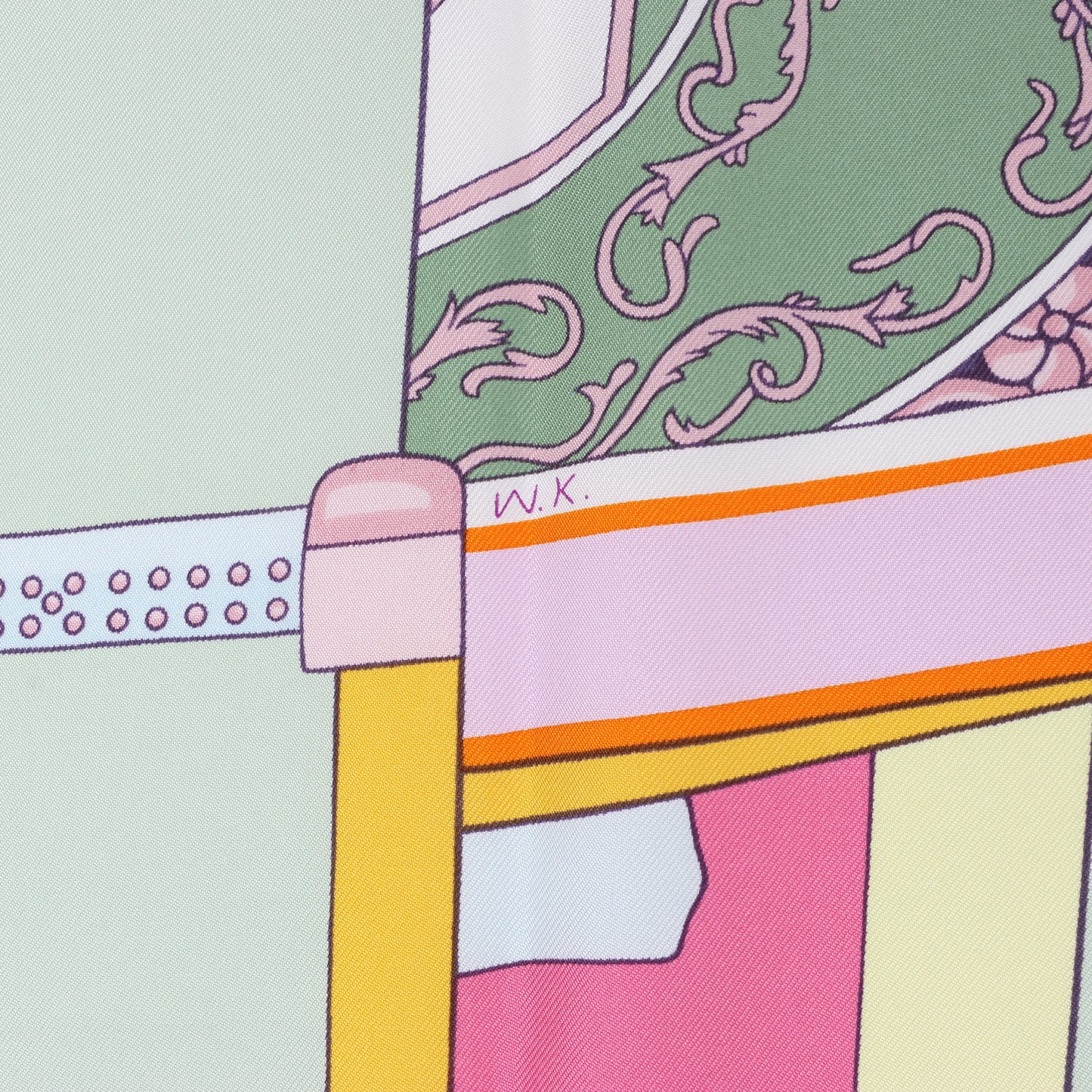 Hermes Carré 90 "LA BERLINE BAYADERE" Silk handkerchief in Pastel