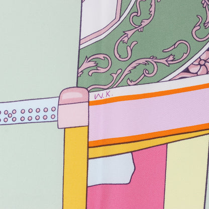 Hermes Carré 90 "LA BERLINE BAYADERE" Silk handkerchief in Pastel