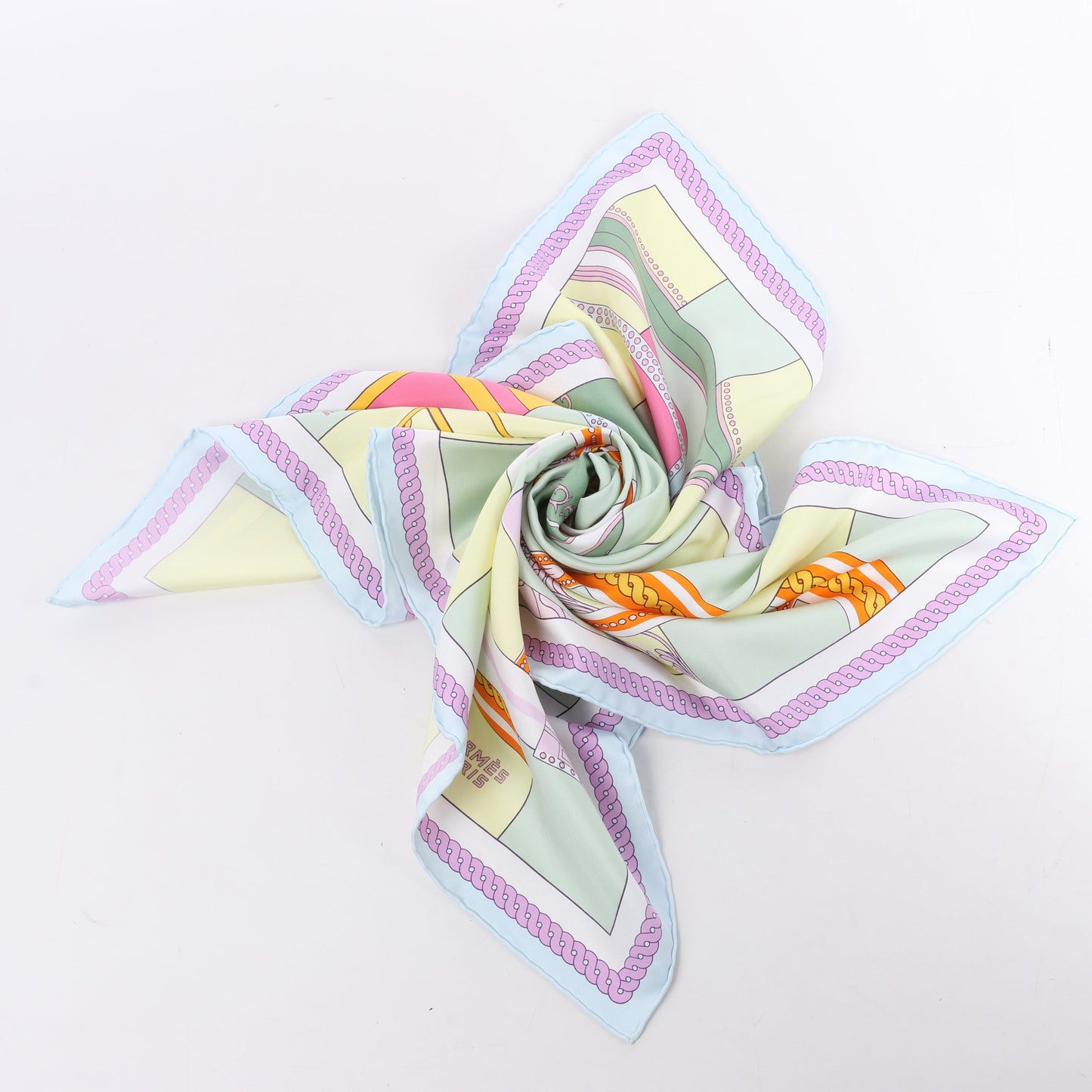 Hermes Carré 90 "LA BERLINE BAYADERE" Silk handkerchief in Pastel