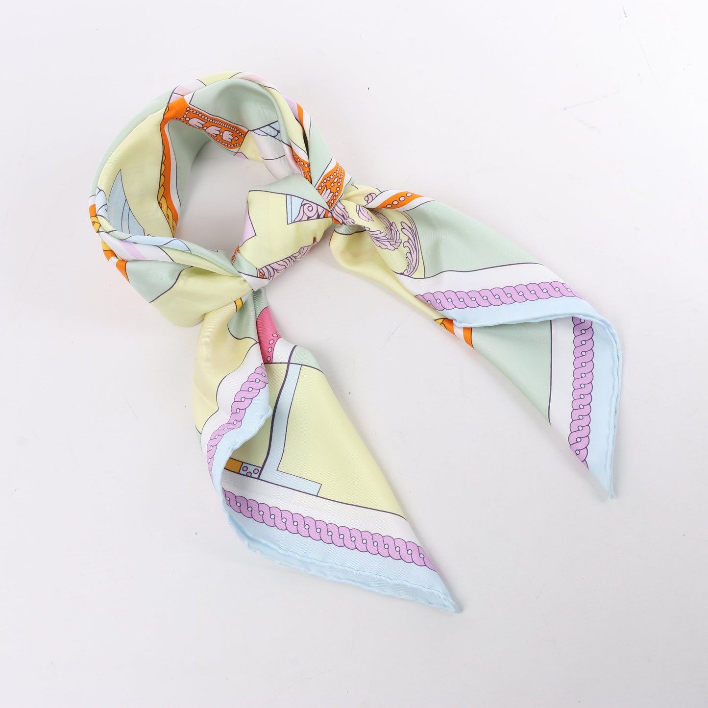 Hermes Carré 90 "LA BERLINE BAYADERE" Silk handkerchief in Pastel