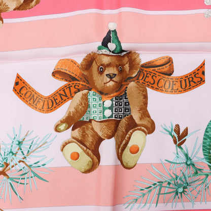 Hermes Carré 90 "CONFIDENTS DESCOEURS " Silk handkerchief in Pink