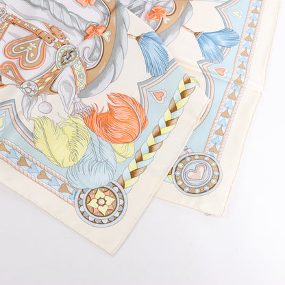 Hermes Carré 90 "HARNAIS DE COEUR" Silk handkerchief in Multicolor