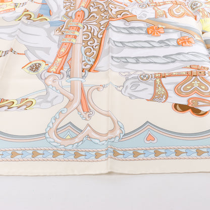 Hermes Carré 90 "HARNAIS DE COEUR" Silk handkerchief in Multicolor