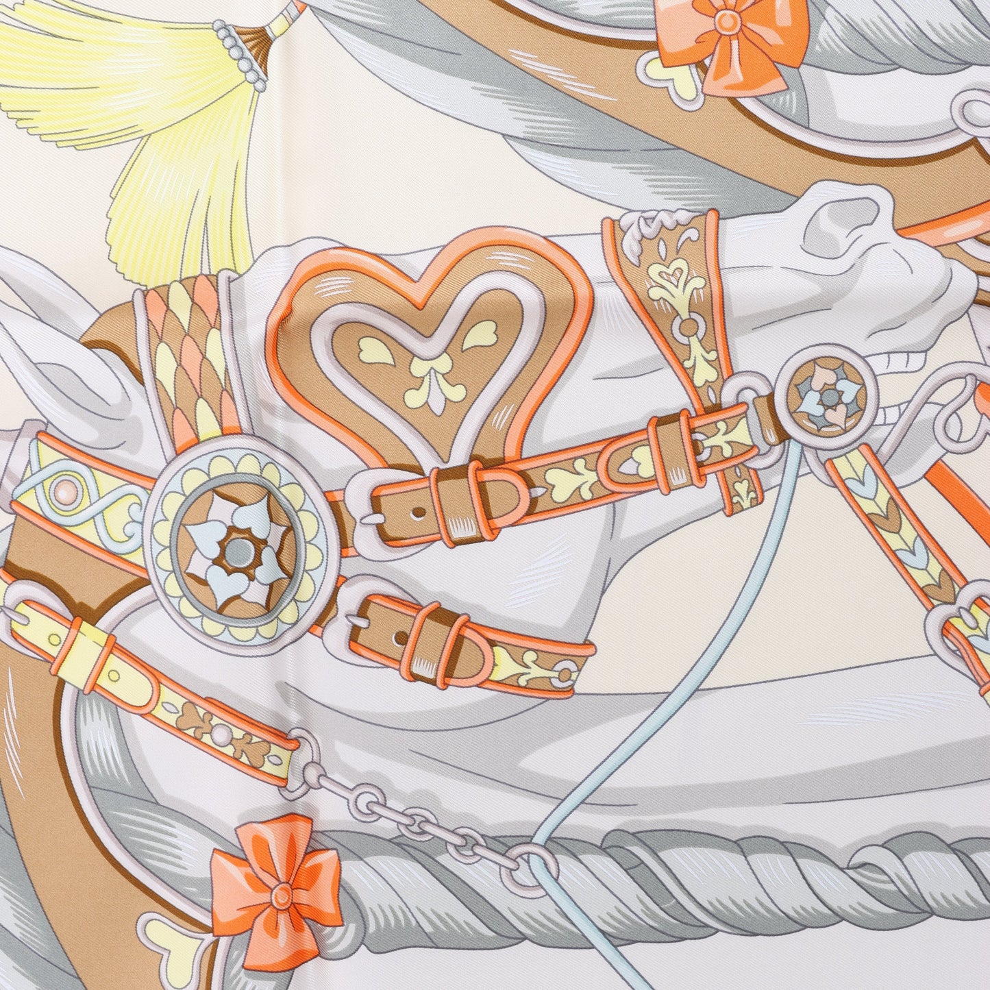 Hermes Carré 90 "HARNAIS DE COEUR" Mouchoir en soie multicolore