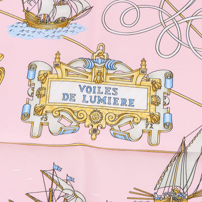 Hermes Carré 90 "VOILES DE LUMIERE" Silk handkerchief in Pink