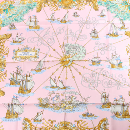 Hermes Carré 90 "VOILES DE LUMIERE" Silk handkerchief in Pink