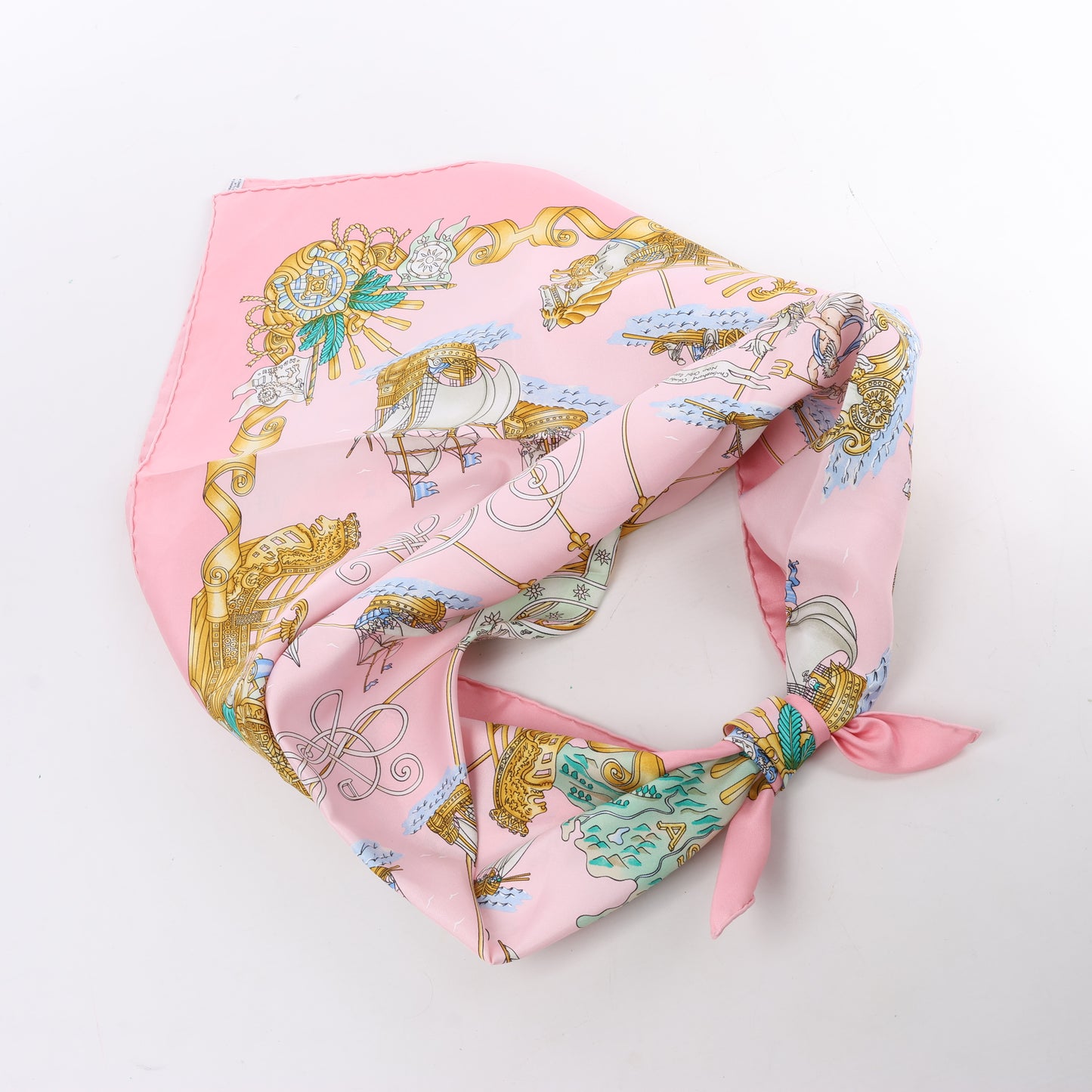 Hermes Carré 90 "VOILES DE LUMIERE" Silk handkerchief in Pink