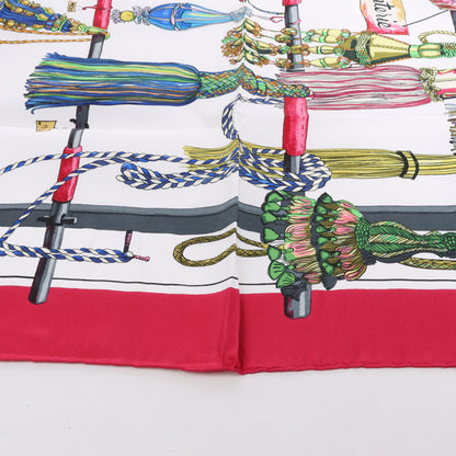 Hermes Carré 90 "PASEMENTERIE " Silk handkerchief in Red