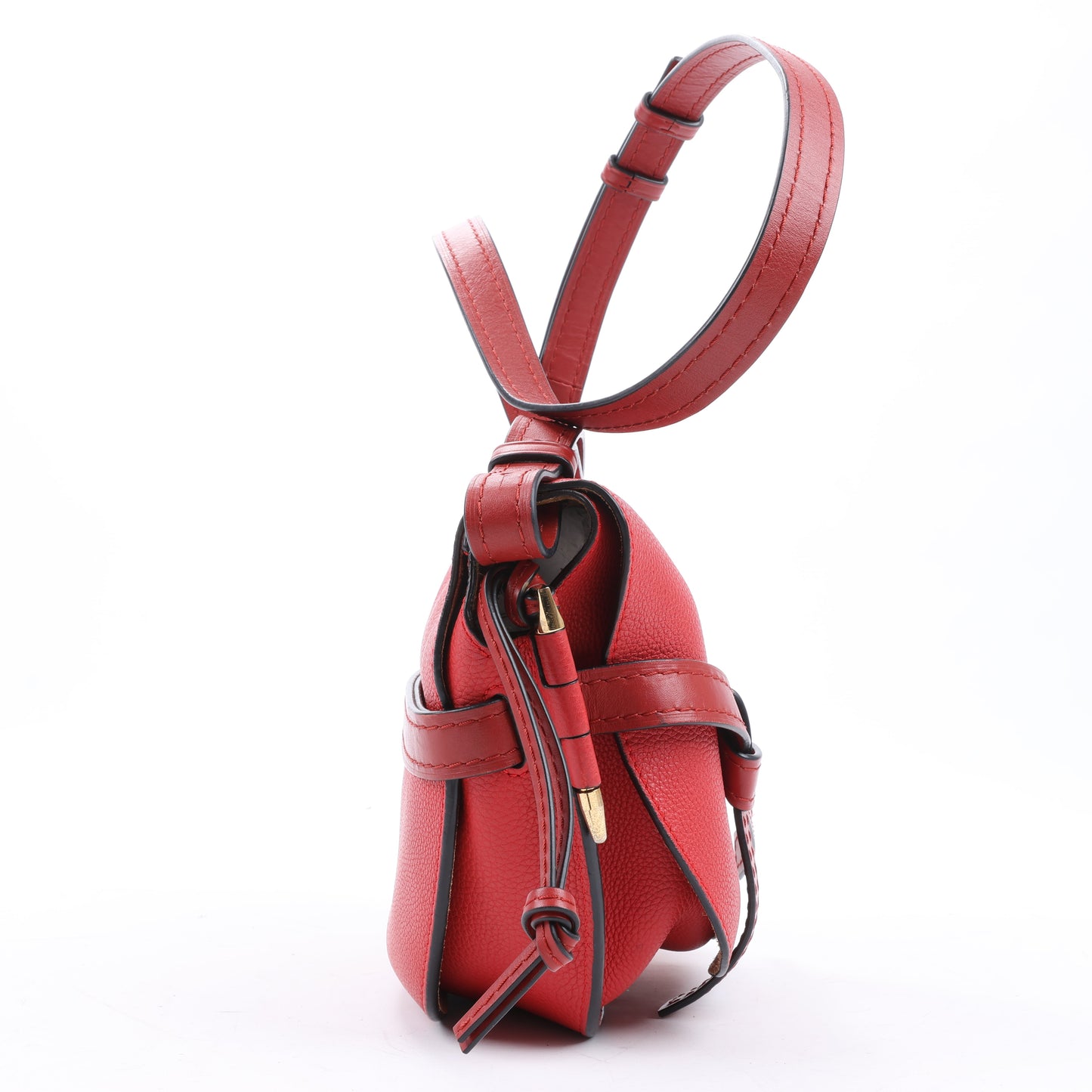 LOEWE Mini Gate Umhängetasche aus weichem genarbtem Kalbsleder Scharlachrot Gebranntes Rot