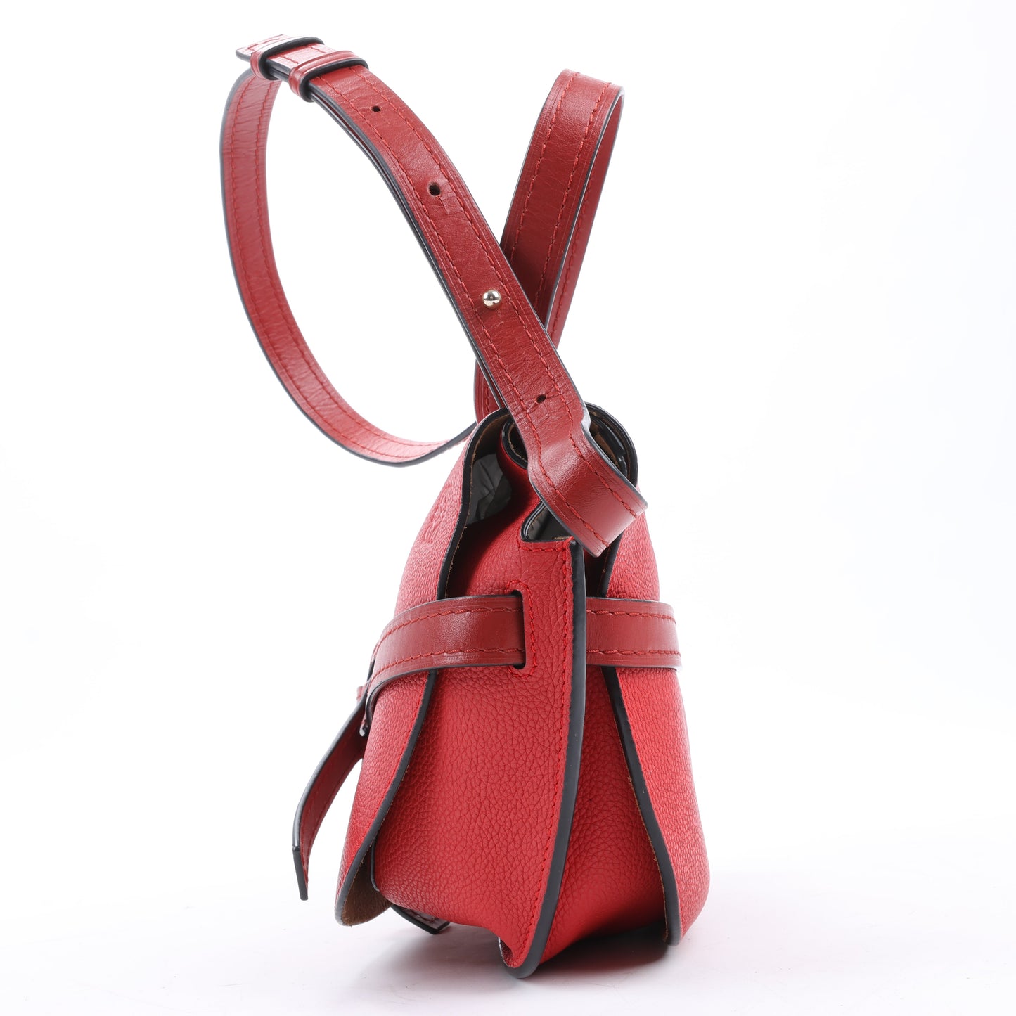 LOEWE Mini Gate Umhängetasche aus weichem genarbtem Kalbsleder Scharlachrot Gebranntes Rot