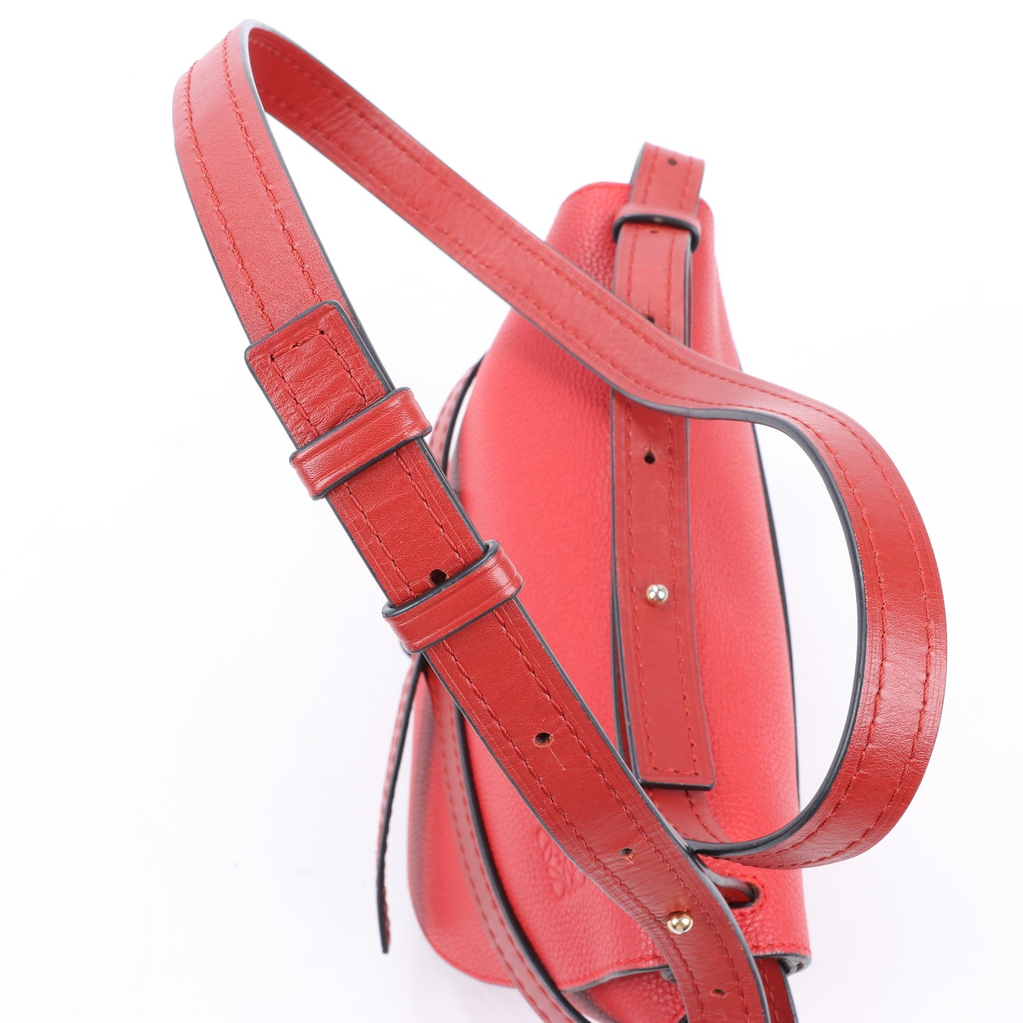 LOEWE Gate Soft Grain Leather Mini Crossbody Bag Scarlet Red Burnt Red