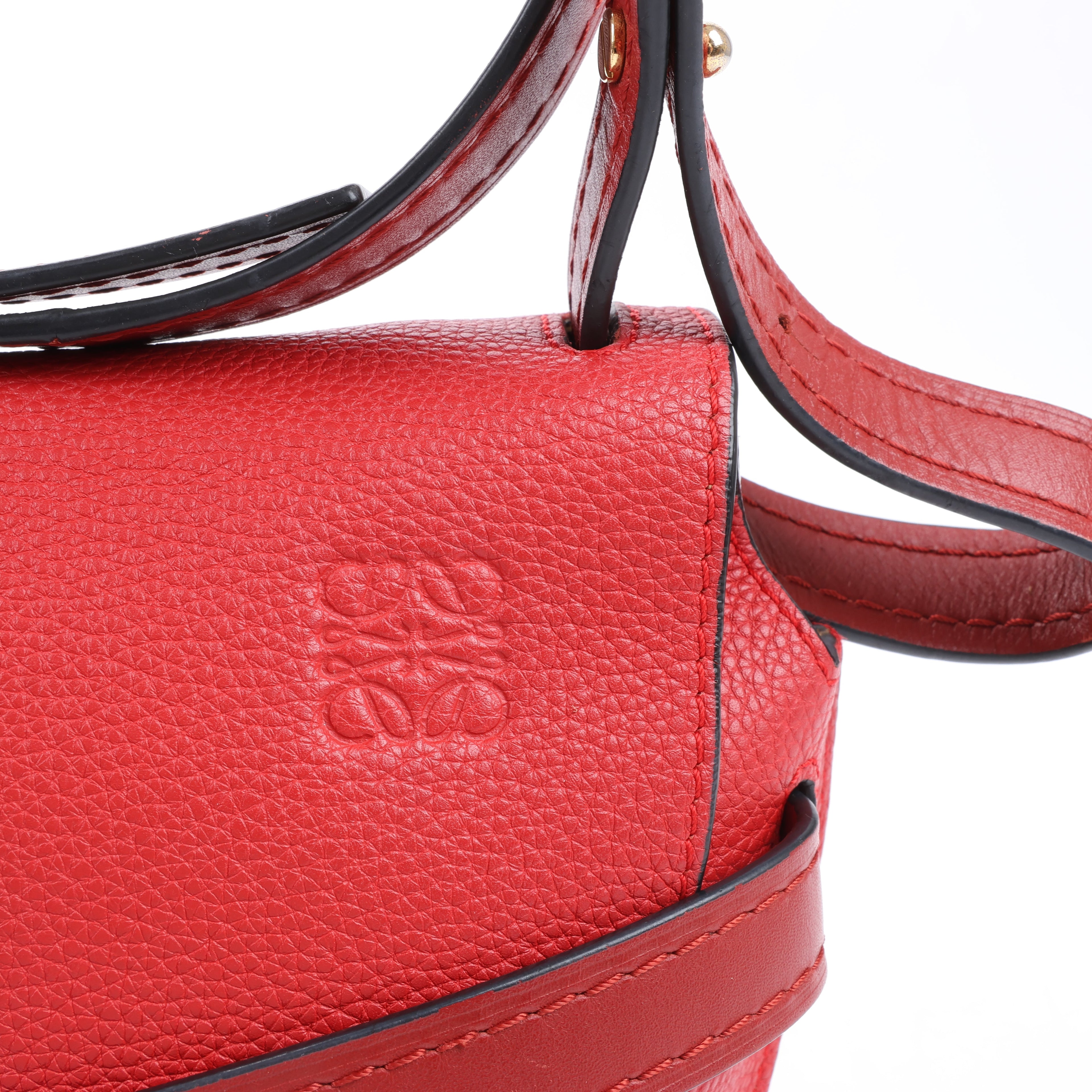 LOEWE Gate Soft Grain Leather Mini Crossbody Bag Scarlet Red Burnt Red