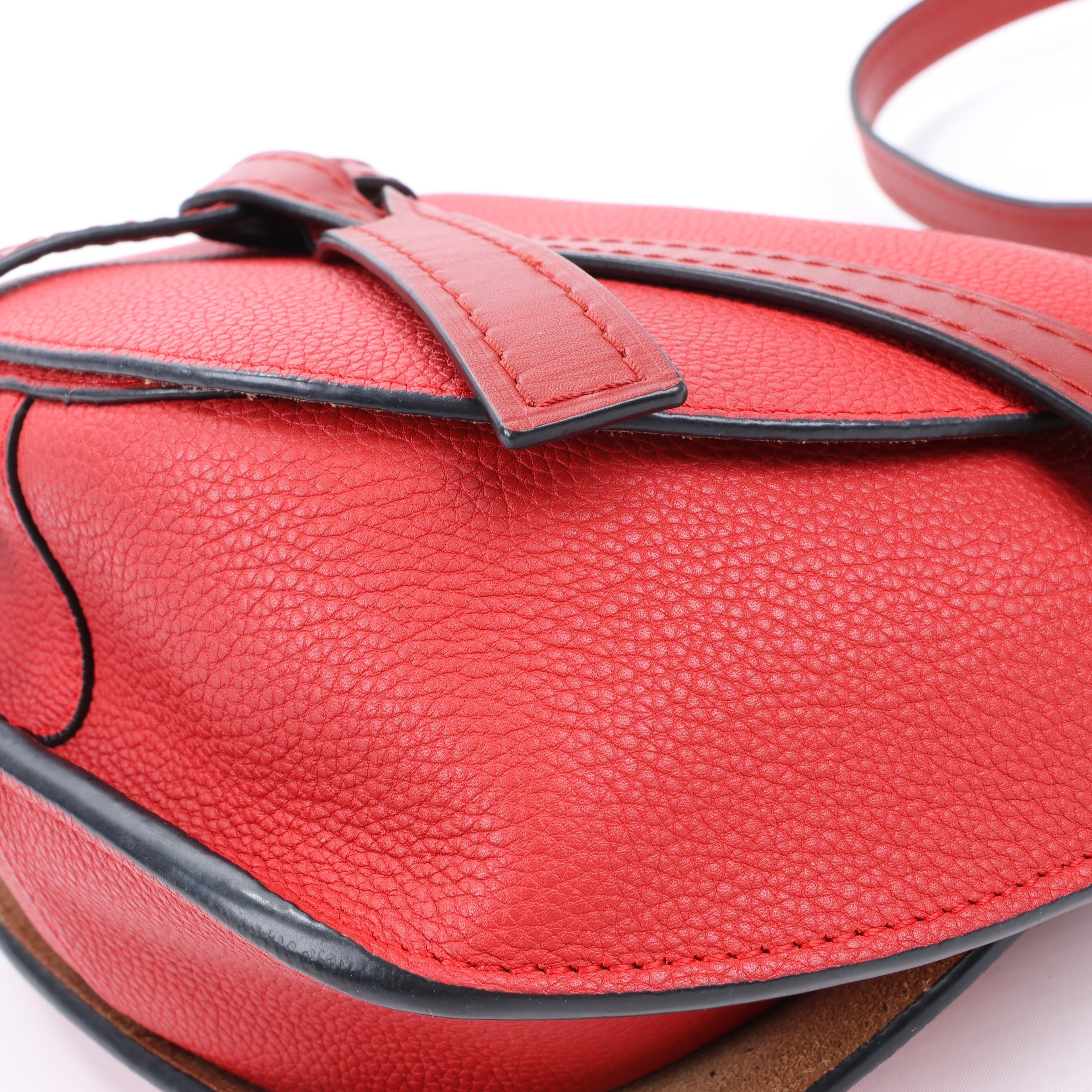 LOEWE Gate Soft Grain Leather Mini Crossbody Bag Scarlet Red Burnt Red