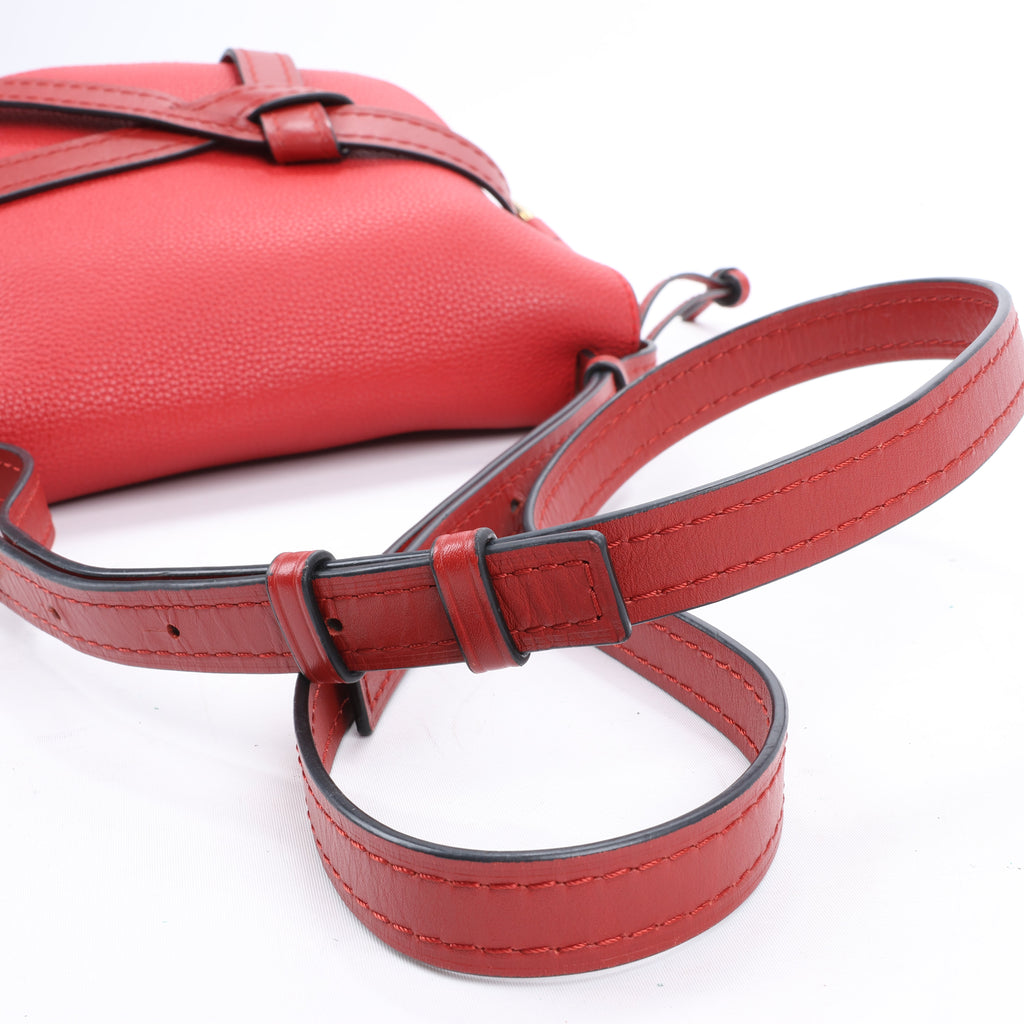 LOEWE Gate Soft Grain Leather Mini Crossbody Bag Scarlet Red Burnt Red