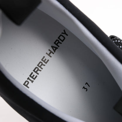 Pierre Hardy Sneaker aus Leder und Stoff in Schwarz und Marineblau, Größe 37 EU