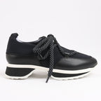 Pierre Hardy Leather x Fabric Sneakers in Black x Navy, Size 37 EU