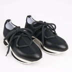 Pierre Hardy Leather x Fabric Sneakers in Black x Navy, Size 37 EU