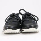 Pierre Hardy Leather x Fabric Sneakers in Black x Navy, Size 37 EU