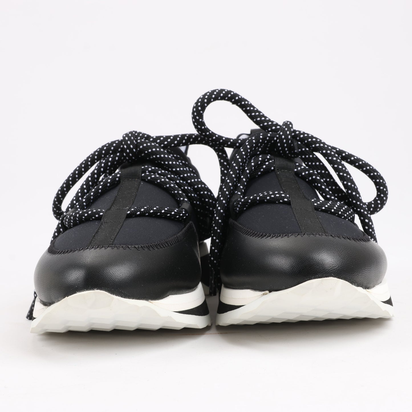 Pierre Hardy Sneaker aus Leder und Stoff in Schwarz und Marineblau, Größe 37 EU