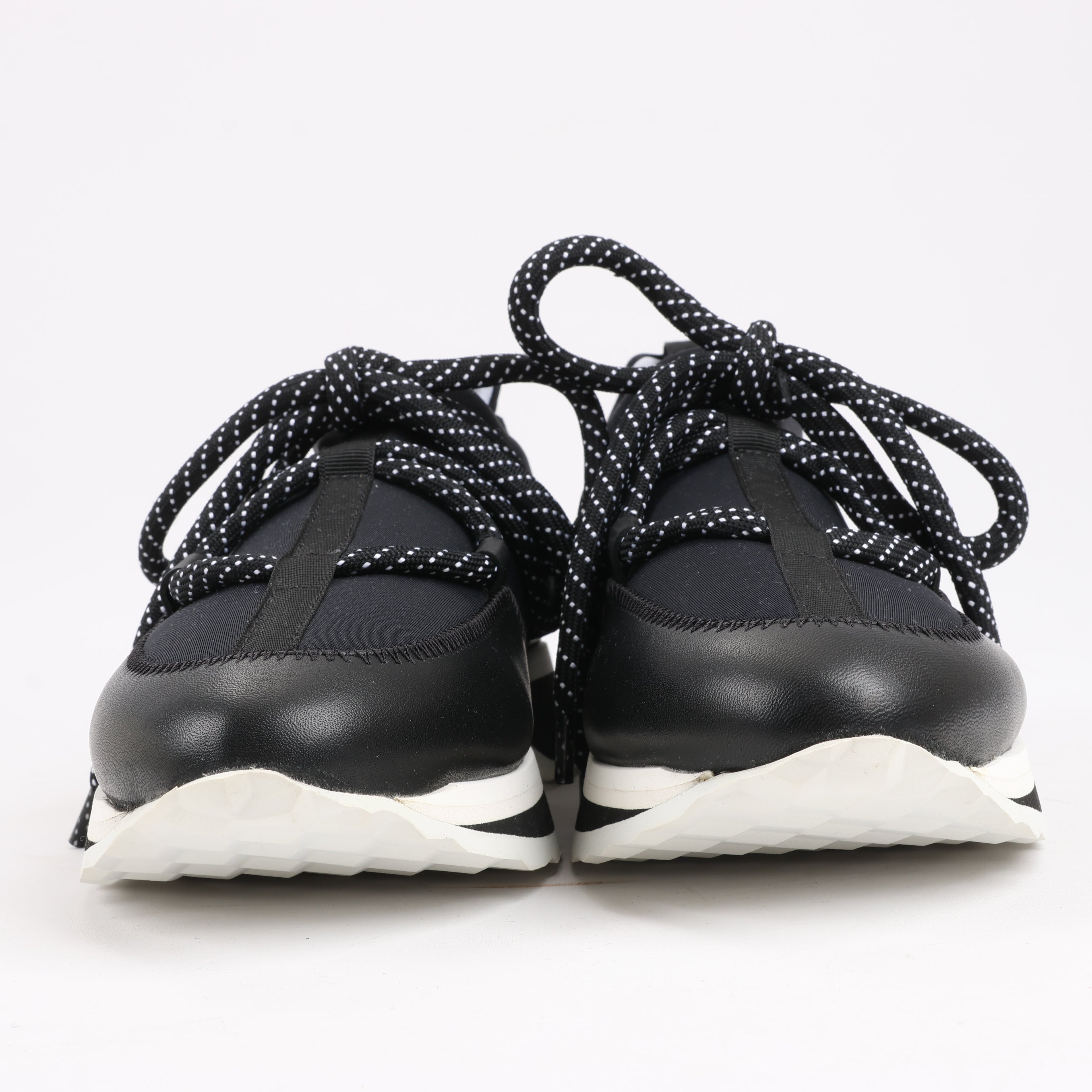 Pierre Hardy Leather x Fabric Sneakers in Black x Navy, Size 37 EU
