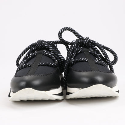 Pierre Hardy Sneaker aus Leder und Stoff in Schwarz und Marineblau, Größe 37 EU