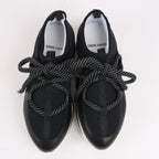 Pierre Hardy Leather x Fabric Sneakers in Black x Navy, Size 37 EU