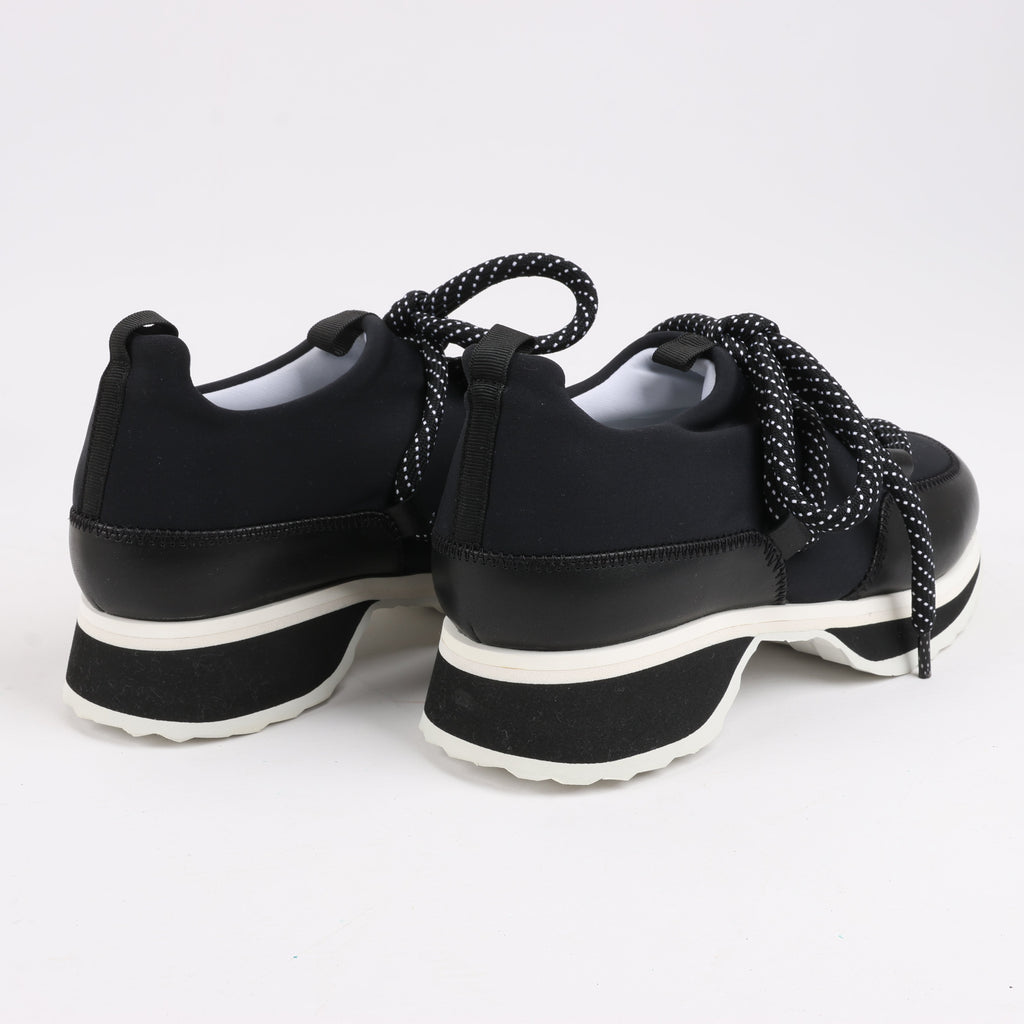 Pierre Hardy Leather x Fabric Sneakers in Black x Navy, Size 37 EU