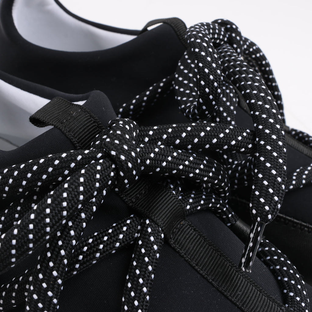 Pierre Hardy Leather x Fabric Sneakers in Black x Navy, Size 37 EU