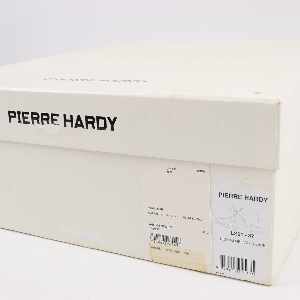 Pierre Hardy Leather x Fabric Sneakers in Black x Navy, Size 37 EU
