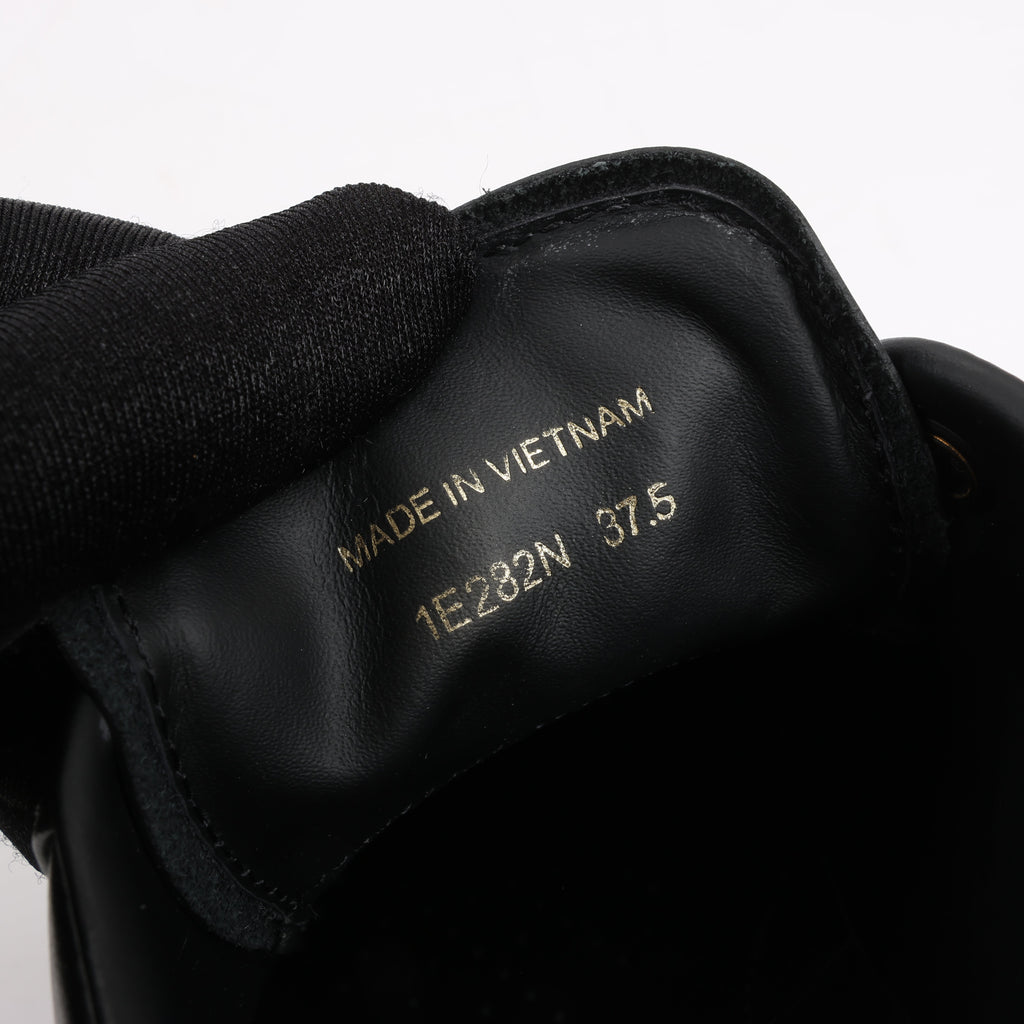 PRADA Logo Leather Sneakers in Black × White 1E282N, Size 37.5 EU