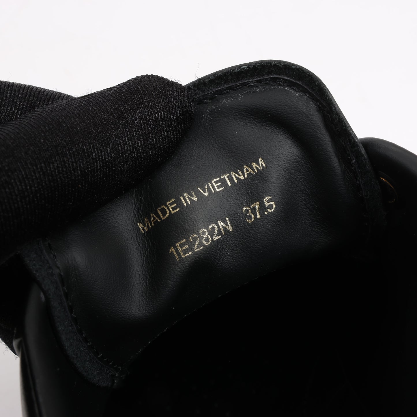 Baskets en cuir à logo PRADA, noir et blanc, 1E282N, pointure 37,5