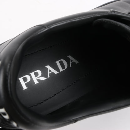PRADA Logo Leather Sneakers in Black × White 1E282N, Size 37.5 EU
